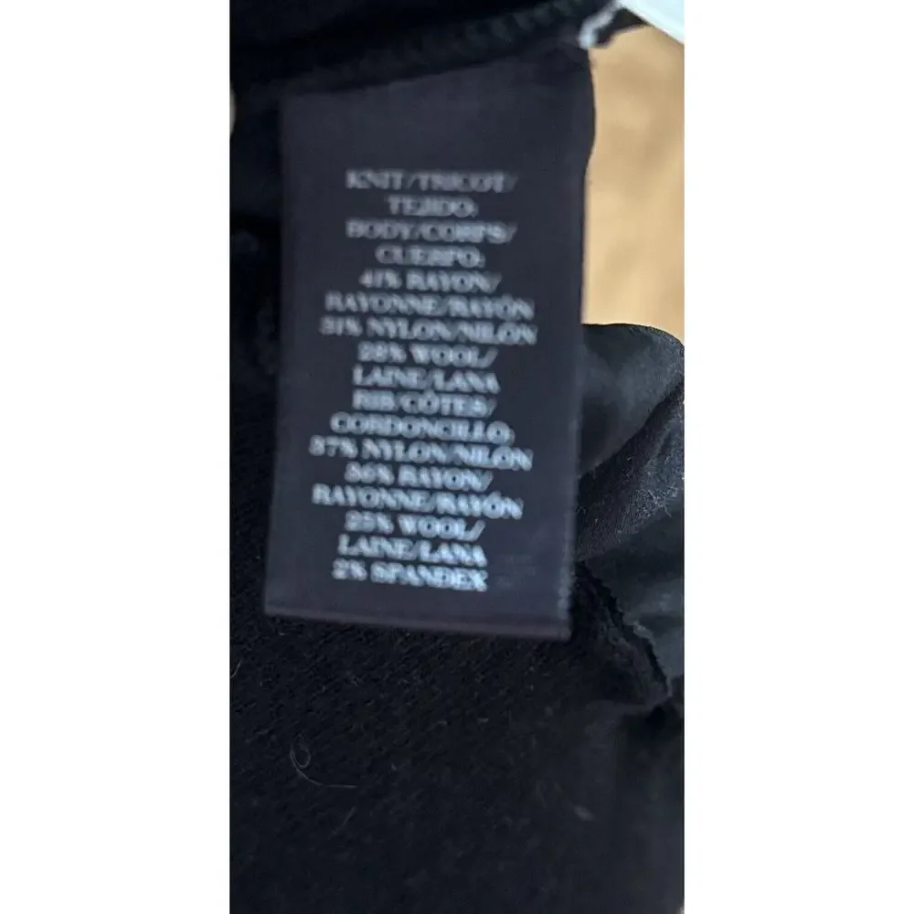 Ann Taylor Women’s Black Wool Blend Sweater Long Sleeve Beaded Front Size XS
